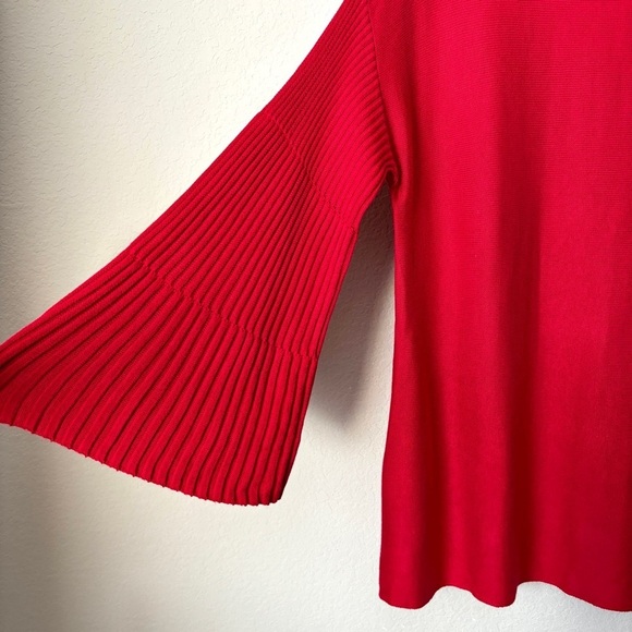 Lane Bryant Ribbed Bell Sleeve Knit Red Sweater Holidays Christmas Festive - Picture 4 of 8